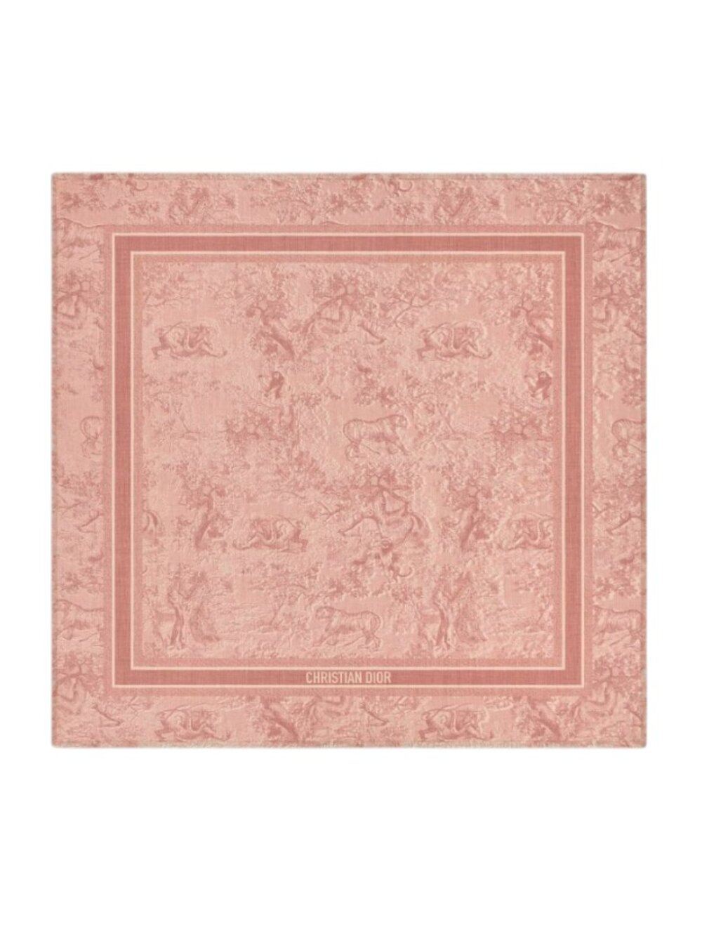 Christian Dior Rose des Vents Toile de Jouy Sauvage Shawl Scarf Wrap Wool Silk